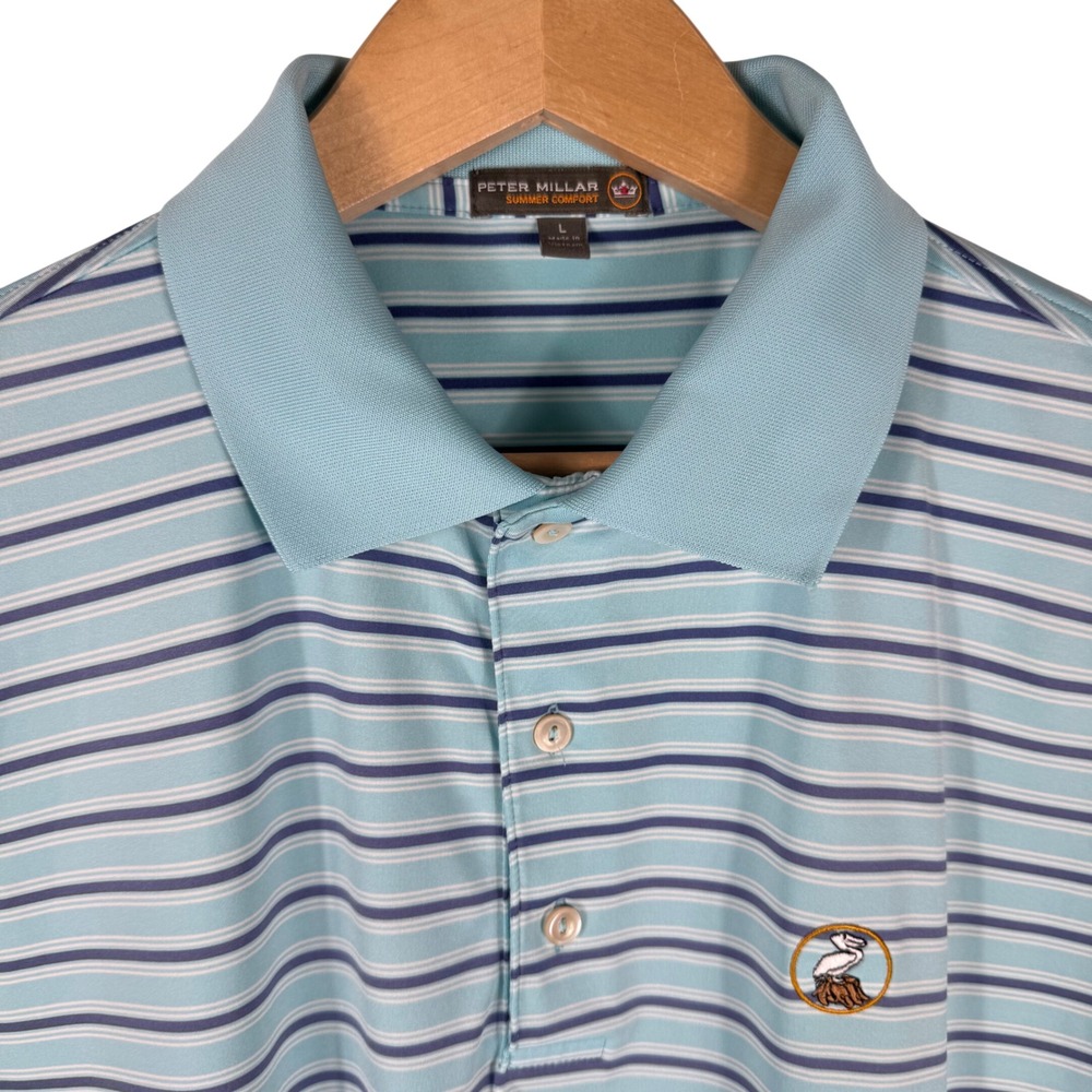 Peter Millar Polo Shirt Mens L Summer Comfort Performance Pelican Hill Golf - Picture 7 of 9